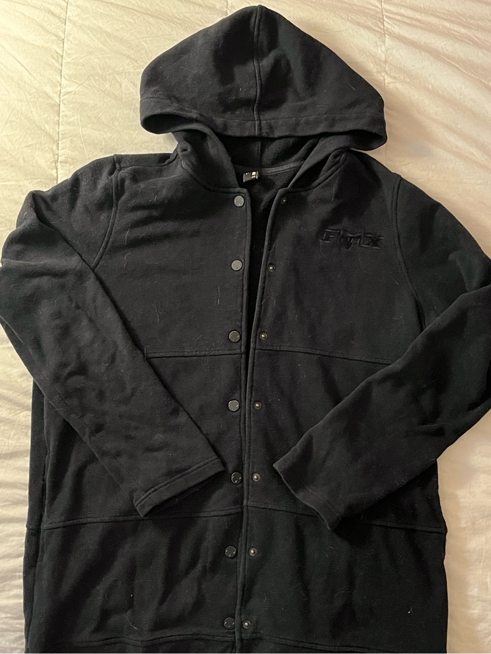 Fox Black Hooded Snap-Front Shirt Jacket